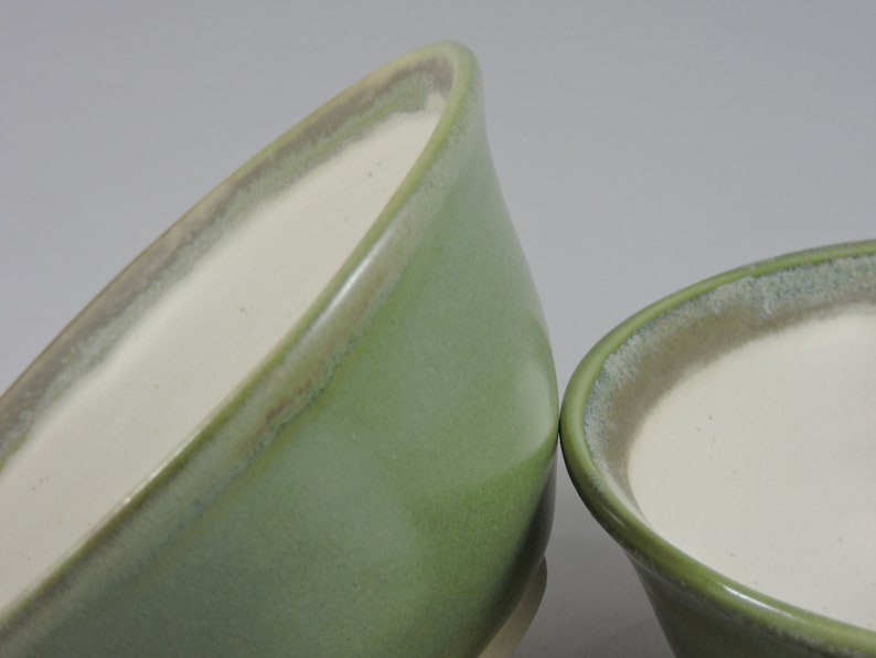 Hand Glazed Stoneware Dessert Bowl: Ice Cream, Snacks, Cat Dish Green