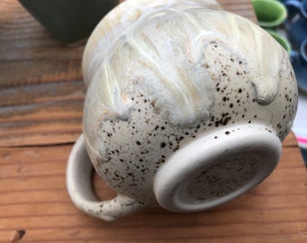 Potbelly Stoneware Coffee Mug, Melted Rocky Road Glaze Design, 11-12 oz