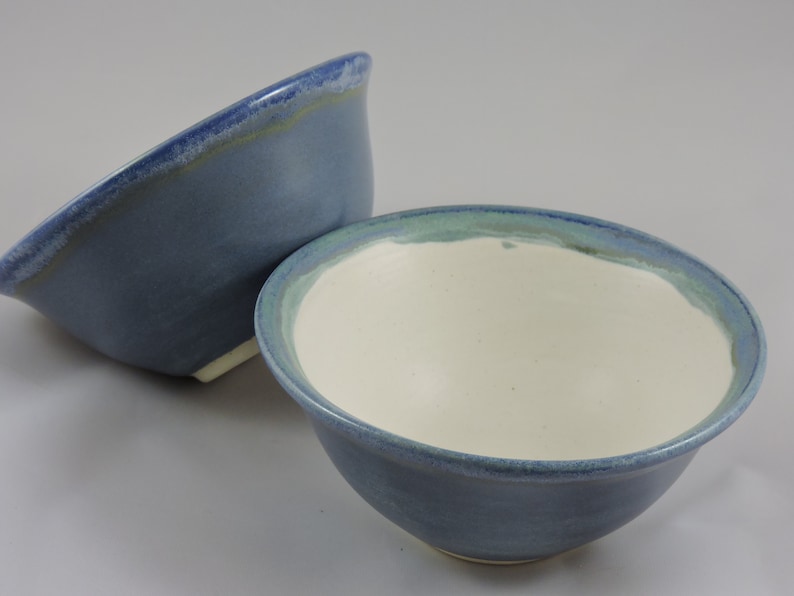 Hand Glazed Stoneware Dessert Bowl: Ice Cream, Snacks, Cat Dish Blue