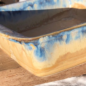 Hand Glazed Stoneware Baking Dish: &#39;Dessert Oasis&#39; Design, 9&quot;x9&quot;