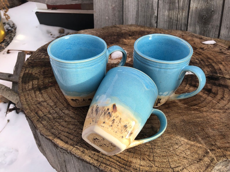 Large Standard Mugs Gone To The Beach Glaze Design Stoneware Large Handle A Peaceful Yin Yoga Mug that Loves to Hug image 5