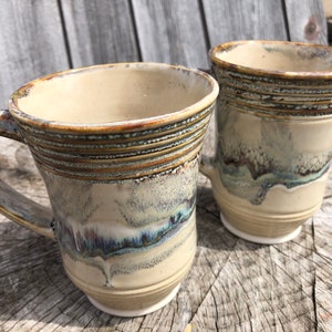 XL Stoneware  BIG Mug | 'Alberta Dawn' Glaze Design | Thick Stoneware Keeps Drinks HOTTER Longer | Big 3 Finger Handle | 16 Oz.