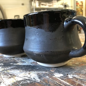 Nordic Design Mug | Black on Black Glaze Design | Stoneware Mug |  Large Handle | A Very Huggable Mug to Relax and Call your Own