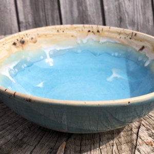 Stoneware Serving Bowl | Gone to the Beach Glaze Design | Perfect for Offering Fruits, Salads & Pasta - Everything Yummy!