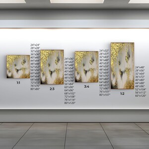 Modern abstract painting with gold foil details, designed for upscale living room wall art