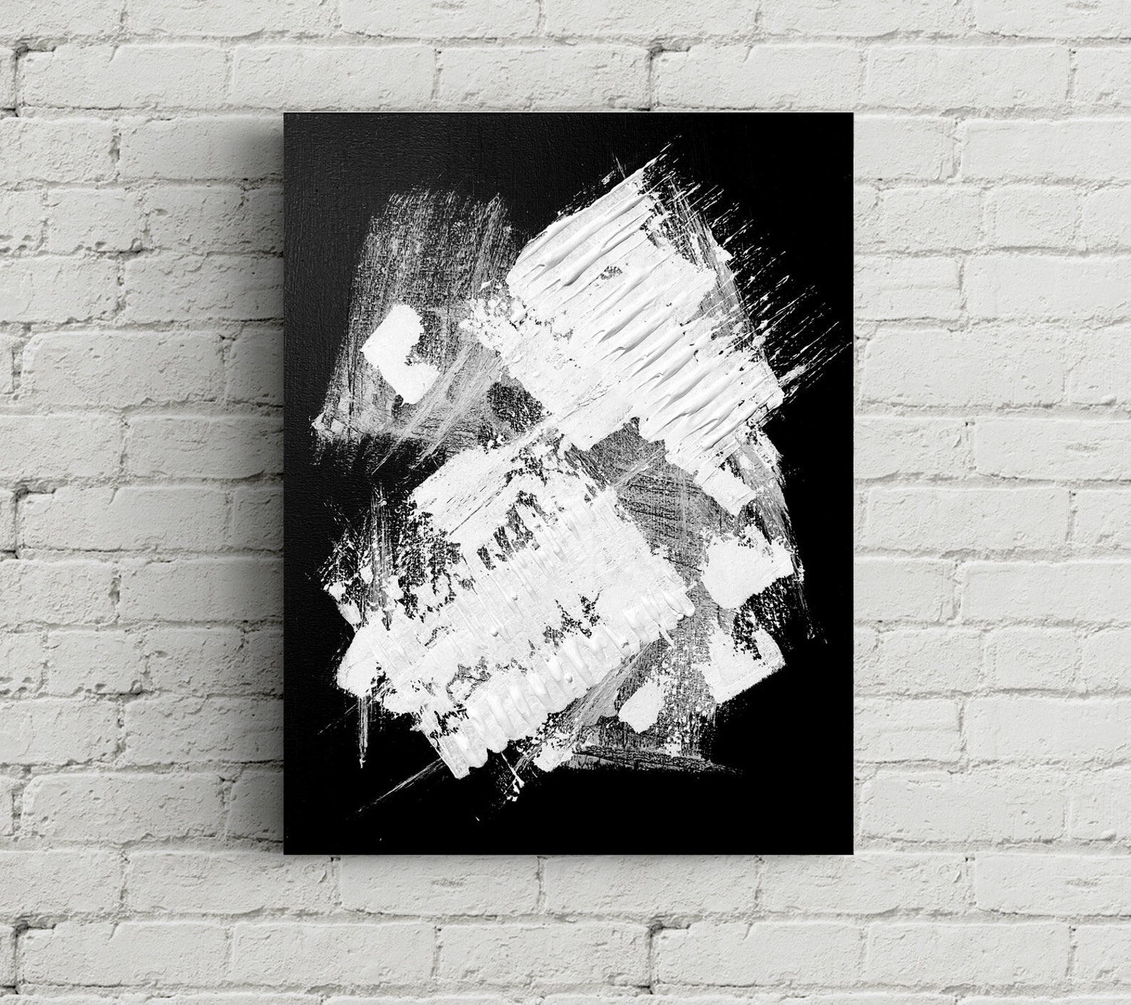 Abstract Black and White Painting Palette Knife Art Etsy