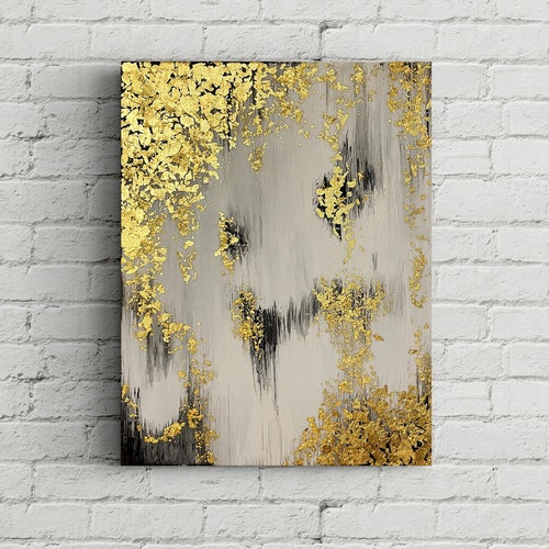 Gold Leaf Silver Abstract Painting Gold Silver Modern Art Etsy