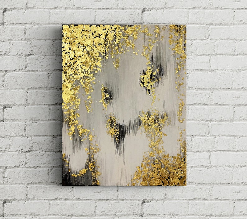 Gold Leaf Painting Gold Leaf Abstract Painting Gold Foil Etsy