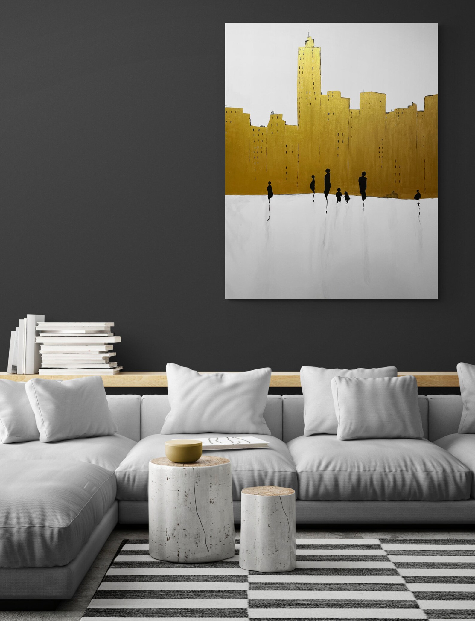 Large Black People Wall Art Contemporary Abstract People Wall Etsy