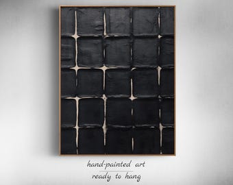 Black Texture Painting Black Abstract Art Wabi-Sabi Wall Art Black Minimalist Painting 3d Texture Wall Art Black Wall Art Wabi Sabi Painting