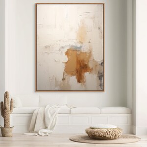 Earthy abstract art in beige tones, adding warmth and depth to large wall spaces