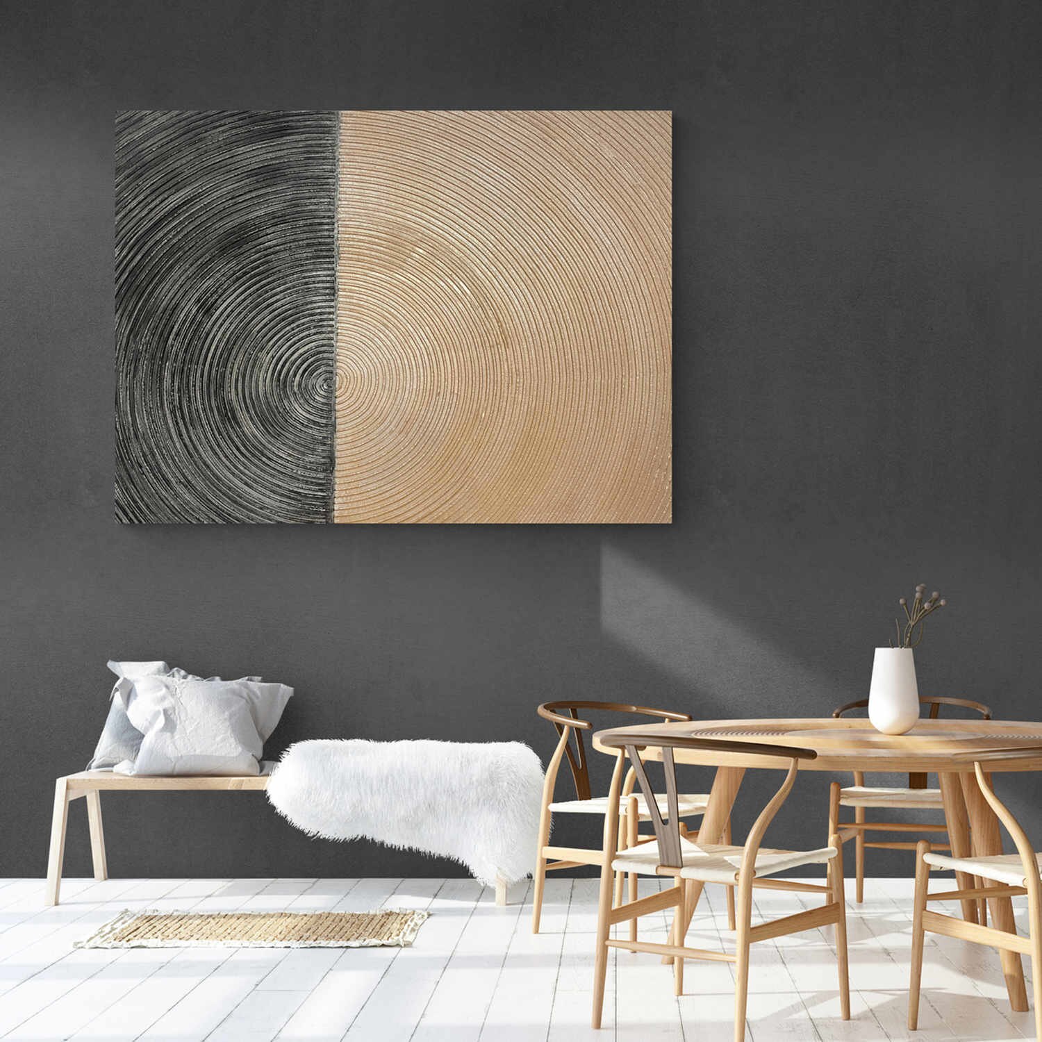 Wabi Sabi Wall Art - Black Gold 3D Abstract Painting, Plaster Bronze ...