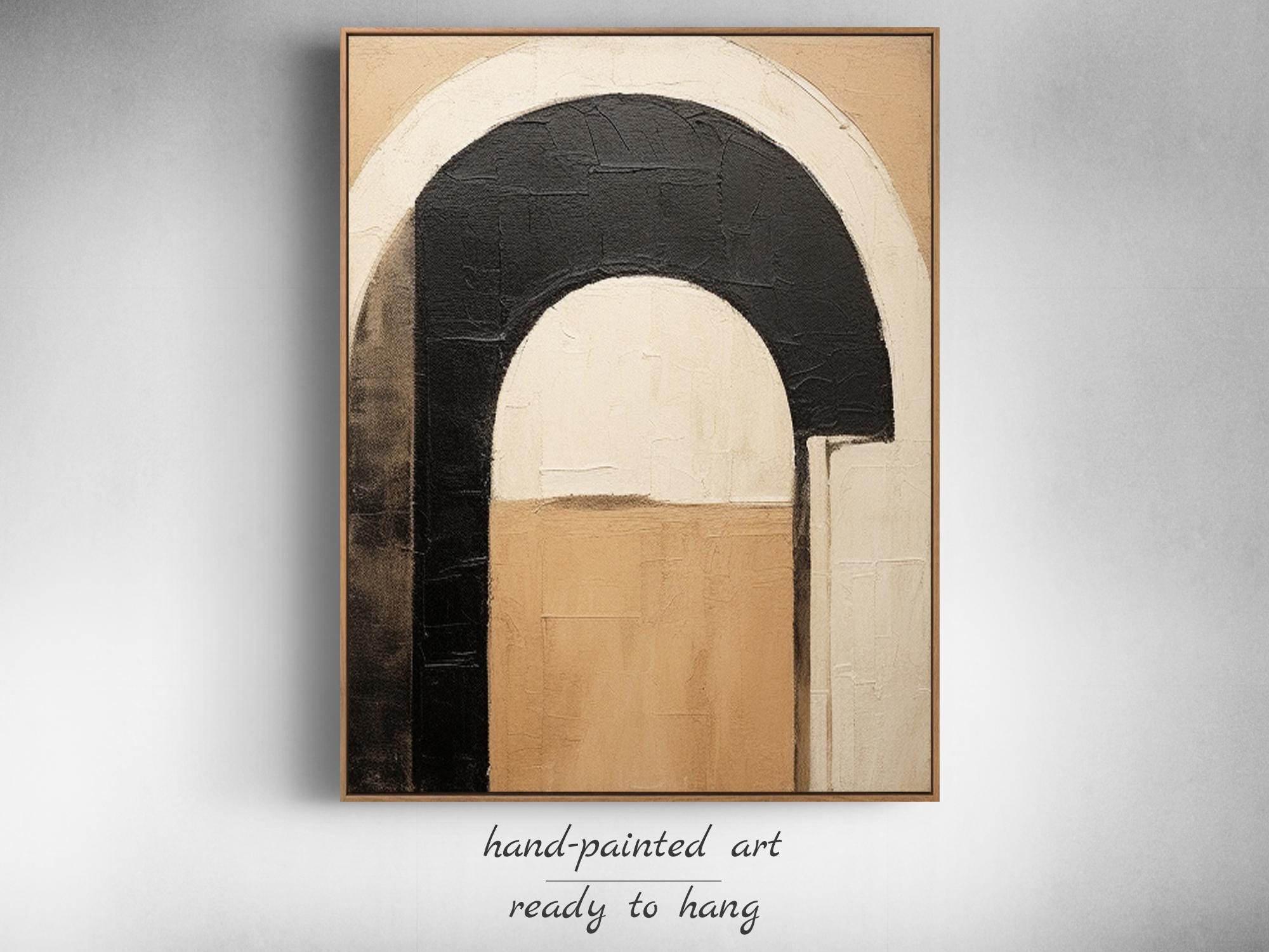 Large Wabi Sabi Wall Art Beige and Black Abstract Minimalist Painting ...