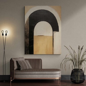 Large Wabi Sabi Wall Art Beige and Black Abstract Minimalist Painting ...