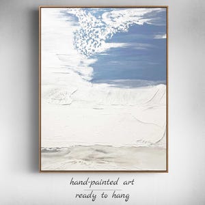 Extra Large Light Blue Cloud Art 3D Abstract Cloud Painting Original Textured Painting Framed Extra Large Wall Art for Therapy Office Decor