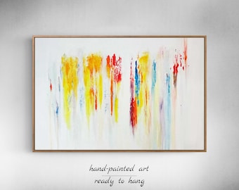 Großes Buntes Abstraktes Bild Strukturiertes Abstraktes Bild Buntes Messerbild Handgemalte Abstrakte Kunst Große Leinwand Kunst Moderne Kunst