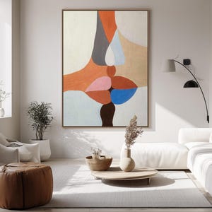 Extra large kissing couple portrait in vibrant colors