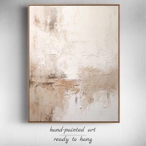 Arte de parede Wabi Sabi - Tela texturizada neutra, pintura abstrata 3D para colocar acima da cama, decoração minimalista de grandes dimensões, presente perfeito para inauguração de casa.