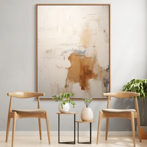 Beige wall art with organic abstract forms and subtle earthy color palette