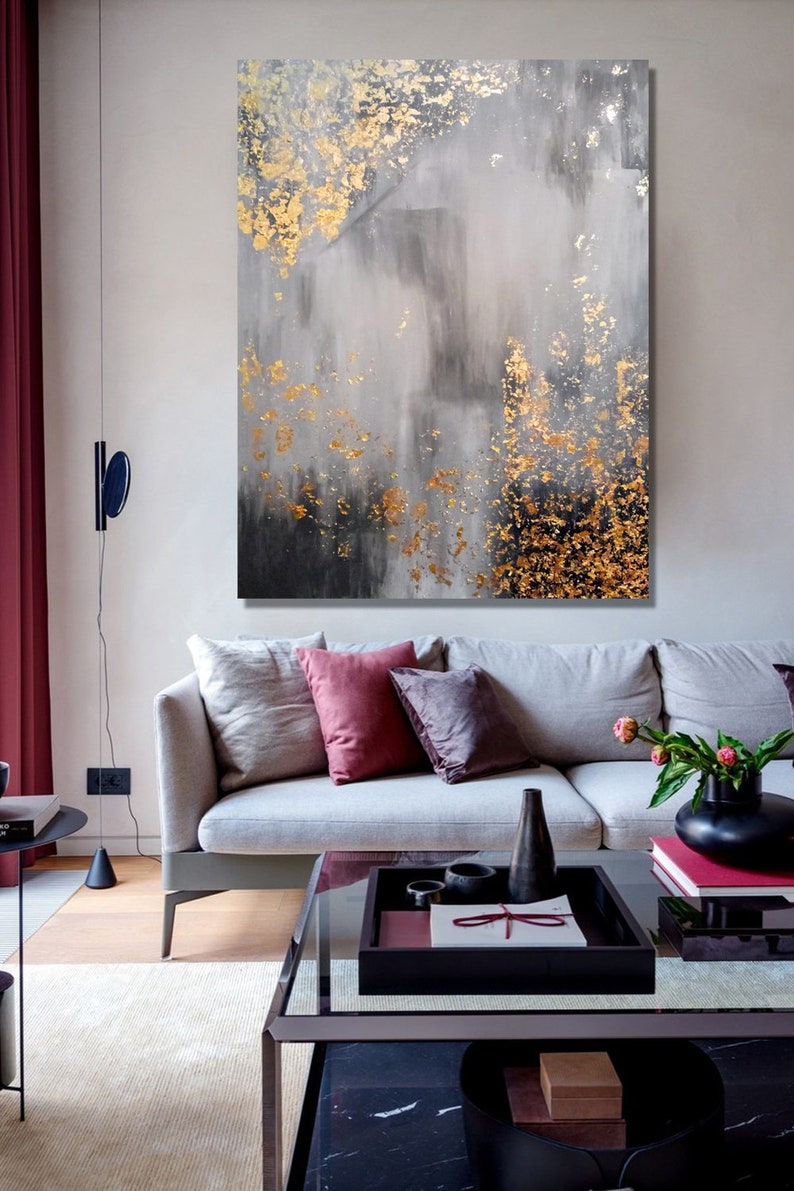 Gold Foil Art Gold Painting Gold Leaf Painting Abstract Etsy