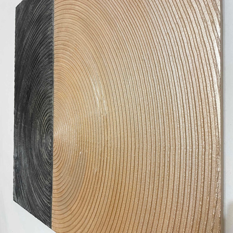 Wabi Sabi Wall Art - Black Gold 3D Abstract Painting, Plaster Bronze ...