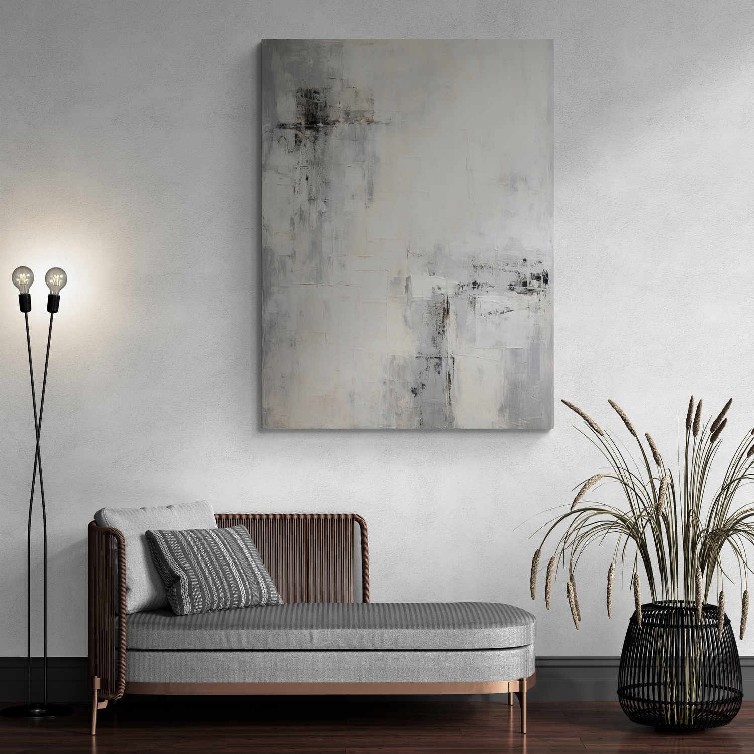 Gray Painting on Canvas - Custom Wabi Sabi Grey Art - Unique Wall Art ...