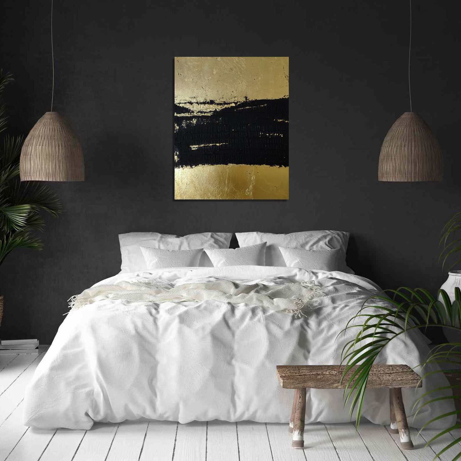 Gold Foil Art Gold Leaf Painting Black and Gold Painting - Etsy