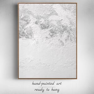 Extra Large Grey and White Textured 3D Plaster Art on Canvas - Modern Scandinavian Art Perfect For Living Room Decor or Housewarming Gift
