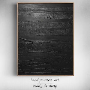 Schwarze 3D Texture Gemälde Moderne minimalistische Wand Kunst Schwarze Textur Wand Kunst 3D abstrakte Malerei auf Leinwand Wabi Sabi Wand Kunst