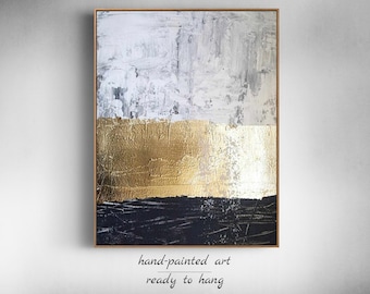 Contemporary Personalized Acrylic Paint With Gold Leaf, Abstract Artwork Handmade Any Size, Large Canvas Wall Art Abstract Extra Colorful