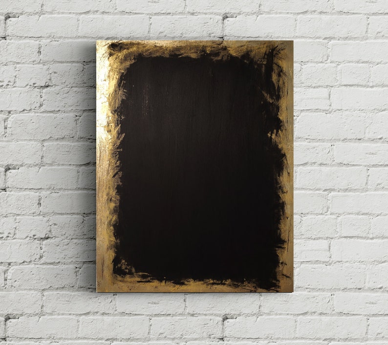 Art Black And Gold Leaf Abstract Canvas Painting Gold Black Extra Large Minimal Art Black Gold Leaf Painting Gothic Decoration