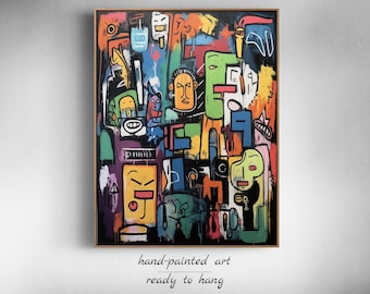 Graffiti Wall Art on Canvas for Office Decor, Colorful Street Art on Canvas, Abstract Street Art, Modern Graffiti Art for Apartment Decor