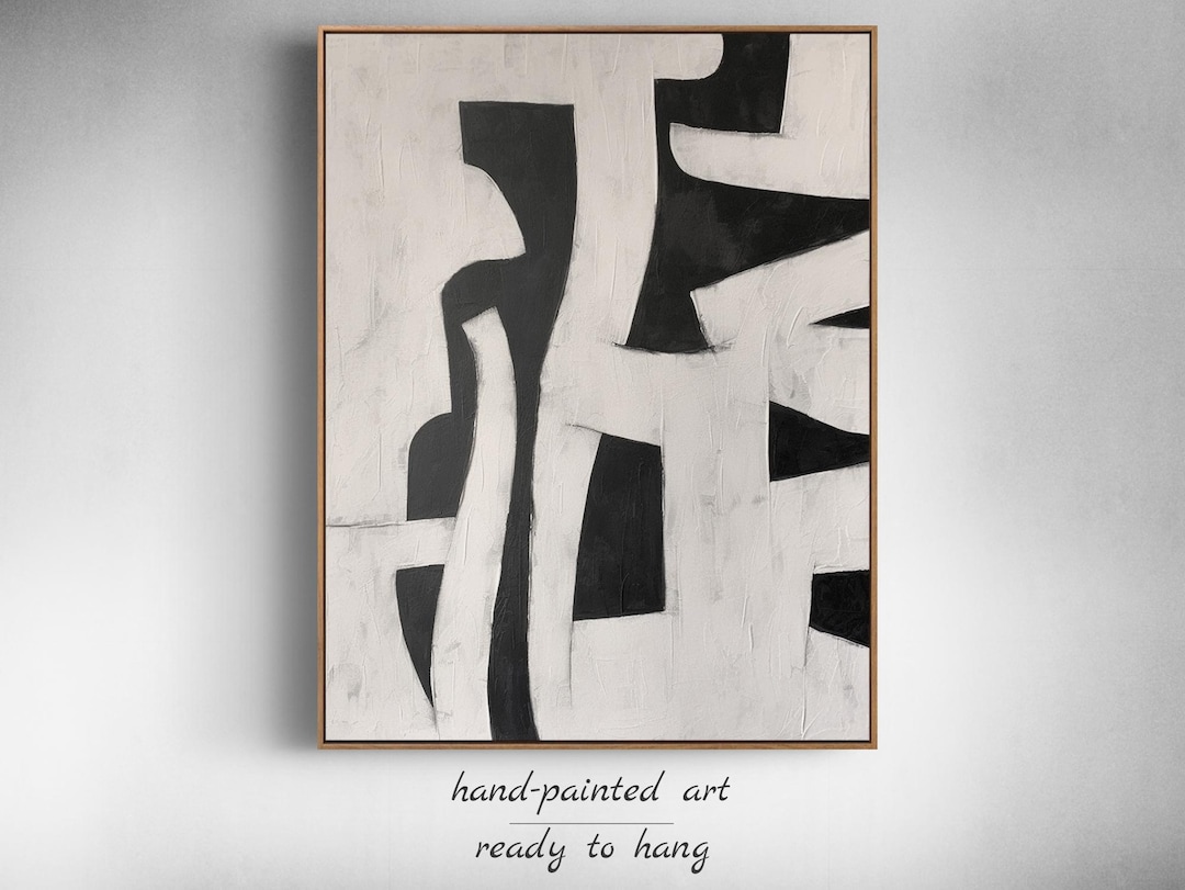 Minimalist Geometric Black and White Wall Art - Modern Home Decor ...