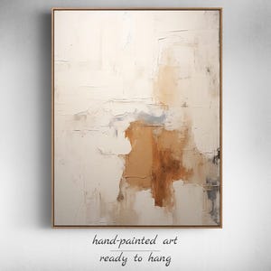 Neutral abstract wall art with earthy beige tones and 3D textured plaster surface