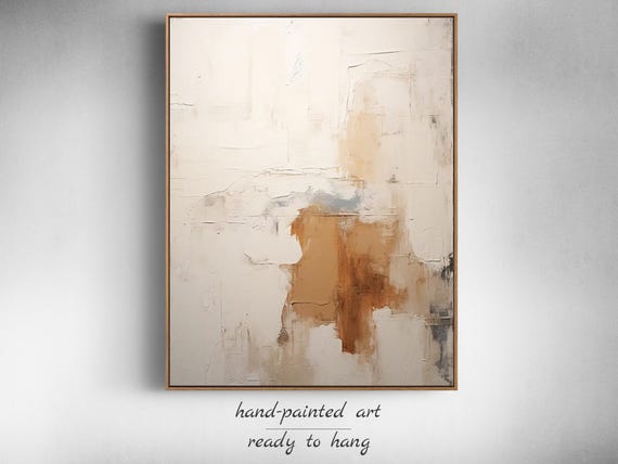Neutral Abstract Earthy Wall Art - Large 3D Painting for Living Room Decor Beige Plaster Wall Art Textured Extra Large Painting
