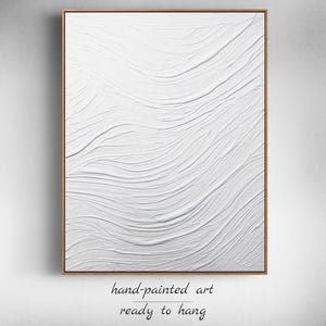 Contemporary White Wave Textured Painting | White Textured Wall Art Painting For Living Room, White Texture Abstract Painting