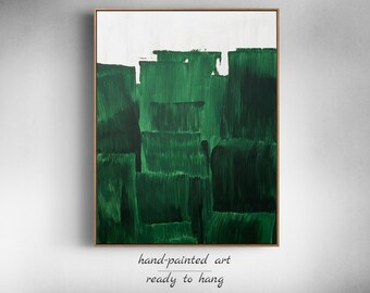 Green Abstract Art Canvas | Painting On Canvas | Original Painting | Oil Painting | Gifts For Men | Laundry Room Decor | Original Art