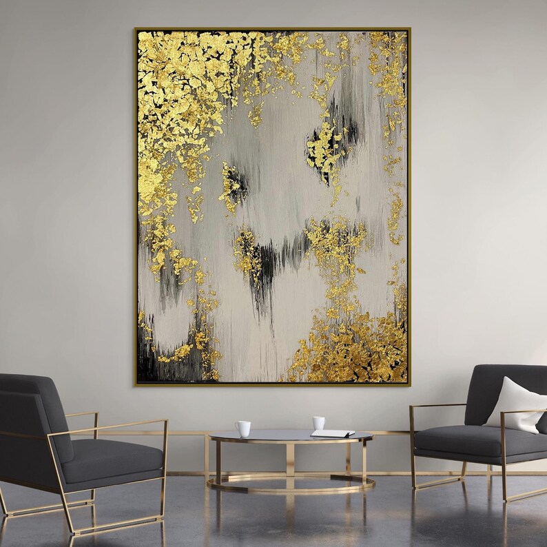 Gold framed art with abstract textures, perfect for luxury interior design