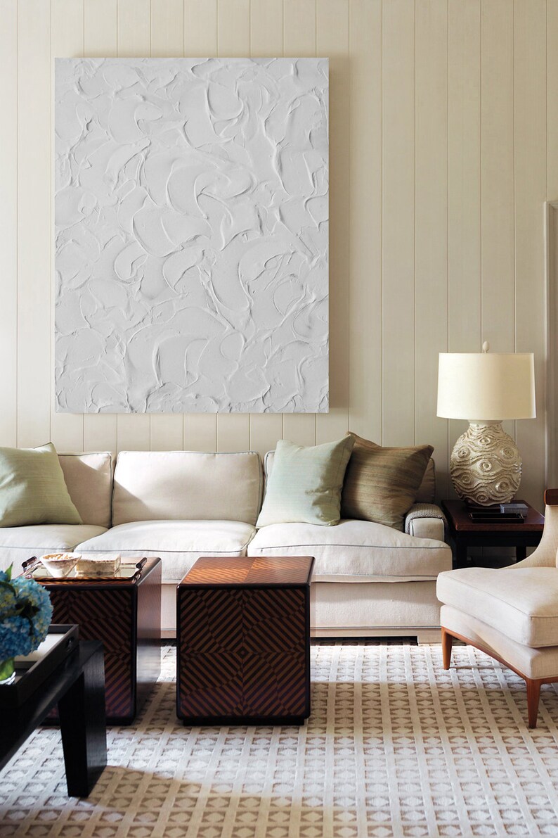 Texture White Art Simple Painting on Canvas Minimalist Etsy