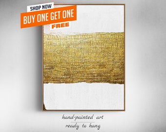 Gold Leaf Abstract Canvas | Gold Leaf Painting | Modern Art | Gold Abstract Painting | White Gold Leaf Painting | Gold Painting