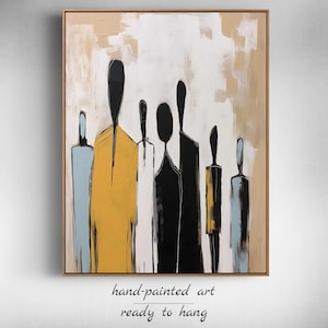 Large Contemporary Figurative Art Colorful Silhouette Art Original Acrylic Painting on Canvas for Home Decor Modern Canvas Wall Art