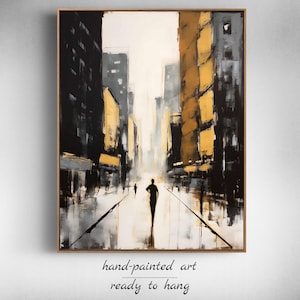 Oversize Artwork Large Human Abstract Painting Large Abstract New York Cityscape Paintings On Canvas Original Manhattan Artwork