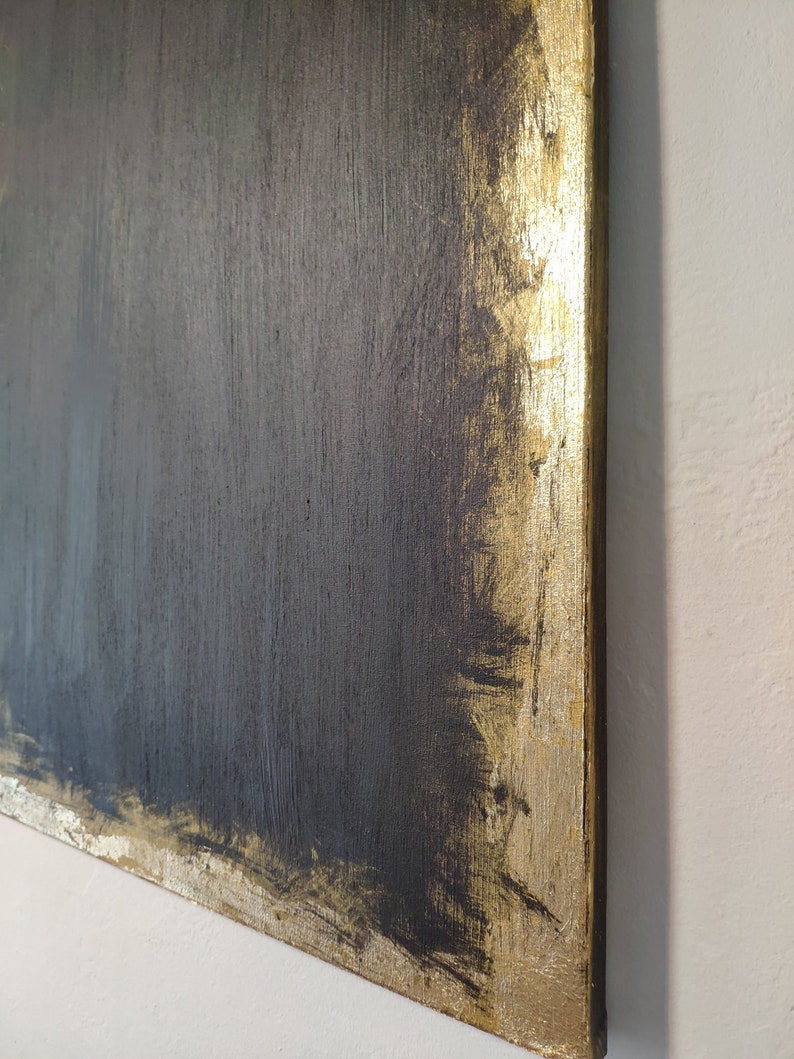 Art Black And Gold Leaf Abstract Canvas Painting Gold Black Extra Large Minimal Art Black Gold Leaf Painting Gothic Decoration