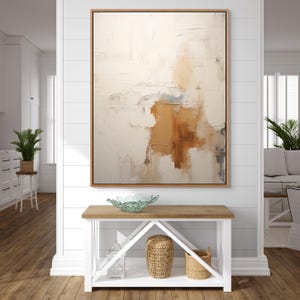 Textured 3D plaster artwork in neutral shades, ideal for farmhouse or minimalist decor