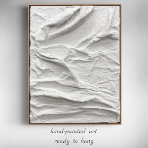 Arte de parede texturizada branca contemporânea | Decoração de parede com moldura branca Sala de estar | Decoração de casa Arte em tela minimalista moderna