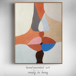 Colorful abstract face wall art with cubism style