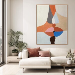Framed colorful abstract wall art for above bed decor
