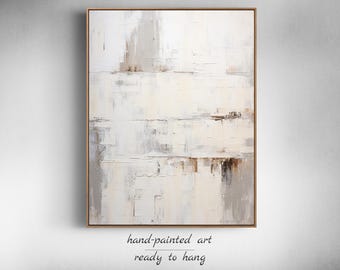 Large Original Gray Abstract Painting for Living Room | Contemporary Gray and White Art | Oversized Scandinavian Wall Decor