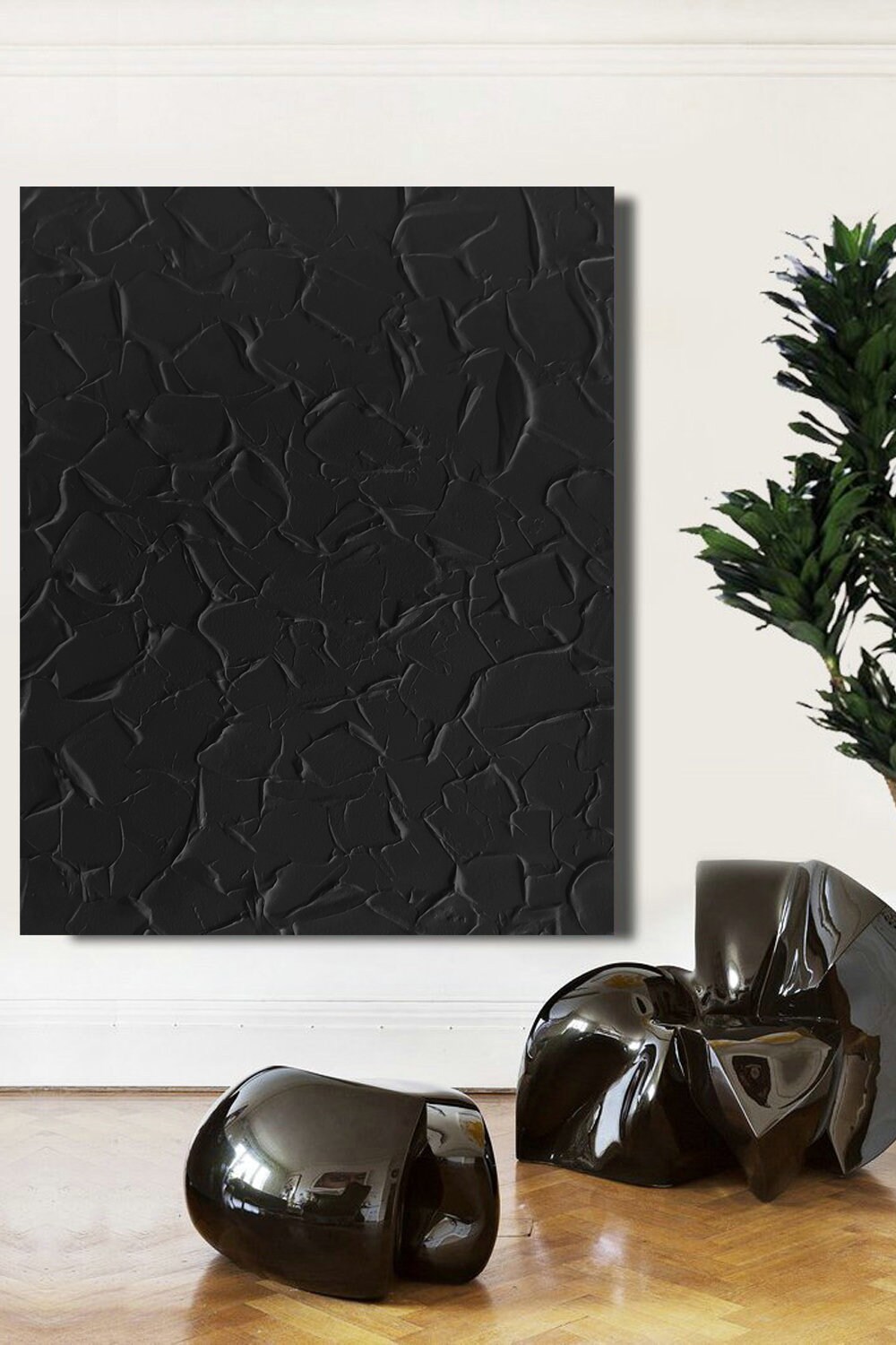 Black Art Black Texture Painting Extra Large Canvas Wall | Etsy