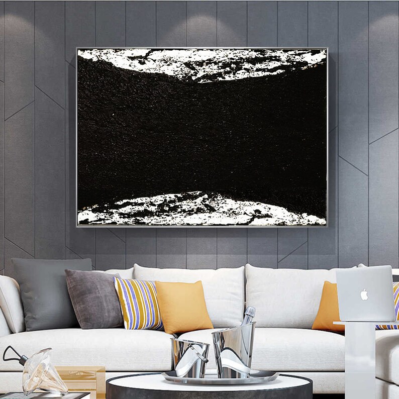 Modern Art Black and White Large Original Painting on Canvas Etsy